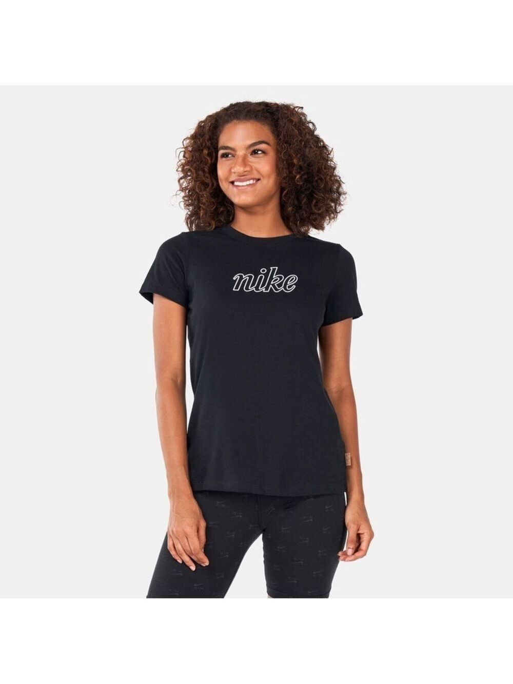 Women's The Nike Tee Icon Clash Black & White Short Sleeve Tee. Size L - Picture 8 of 9